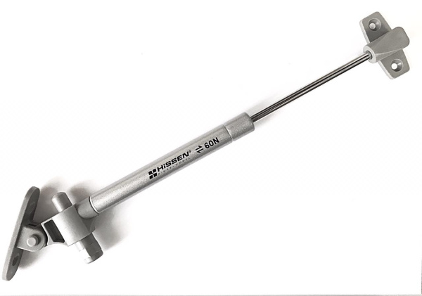 Кронштейн газовый 100N с доводчиком, серый, HISSEN