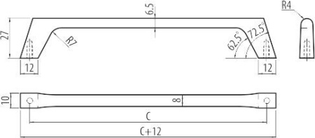 Ручка-скоба, UZ-G2, 160мм, металл, хром
