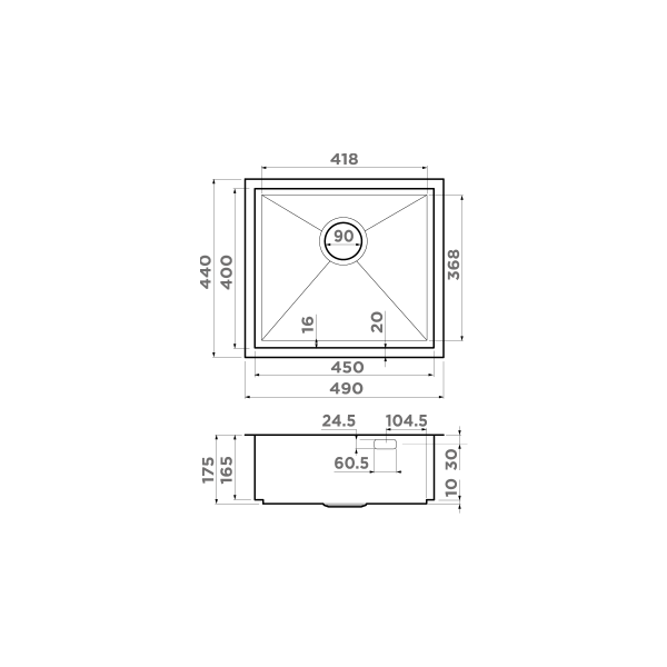 Мойка Kasen 49-16-INT-LG, нержавеющая сталь, светлое золото