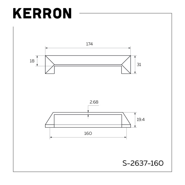 Ручка-скоба, 2637, 160мм, металл, белый матовый