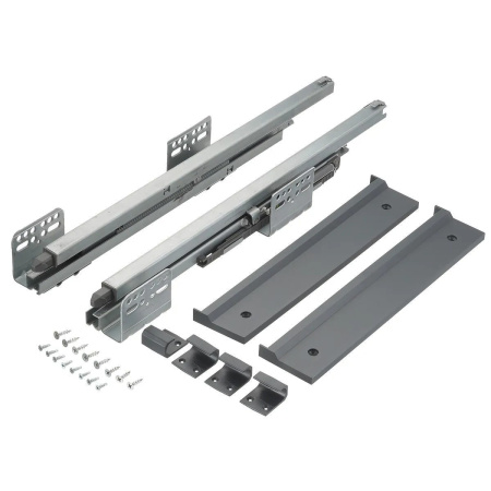 Корзина с органайзером в шкаф на 600мм, 485х560х80мм, полное выдвижение, с доводчиком, антрацит