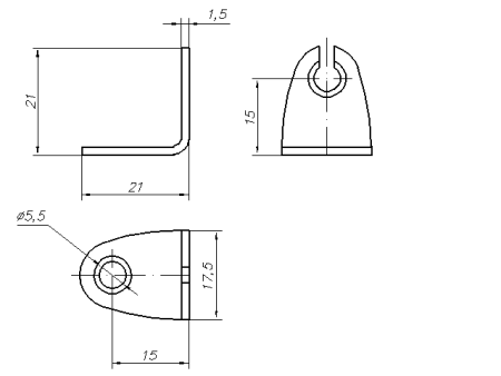Уголок-стяжка металлический ФС-16, без покрытия, Россия