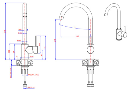 Смеситель GranFest 3650, d=50 мм, иней