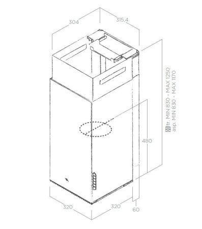 Вытяжка настенная HAIKU IX/A/32, 32см, без угольного фильтра, нерж. сталь, Elica
