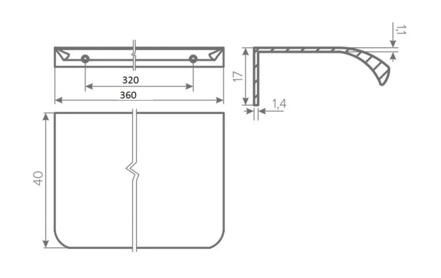 Ручка торцевая, HEXA, 320/360мм, металл, черный матовый, GTV