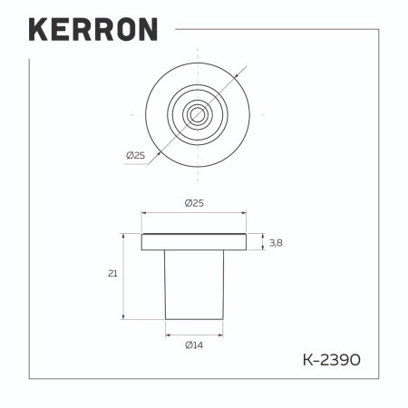 Ручка-кнопка, K-2390 BL, 25х25х21мм, металл, черный матовый