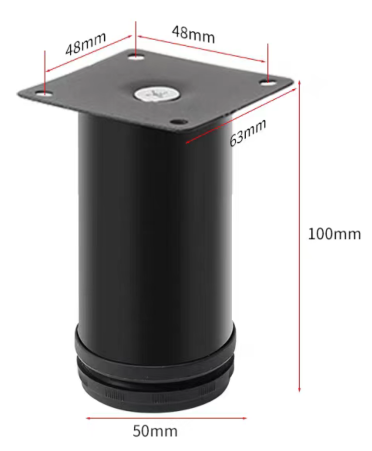 Опора регулируемая, d=50мм, h=100мм, сталь, черный, CMF