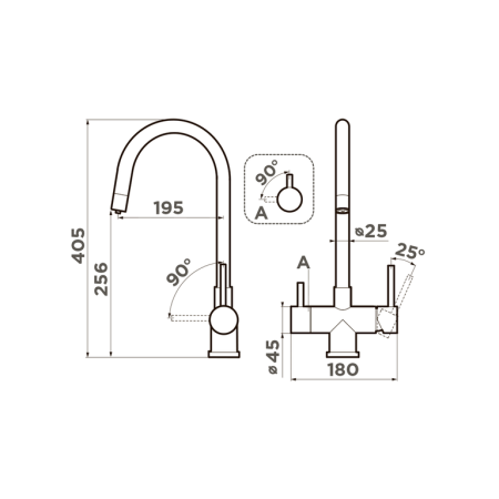 Смеситель Akita, нержавеющая сталь, нержавеющая сталь