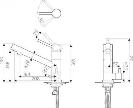 Смеситель Tonami-PA, латунь/гранит, пастила/хром