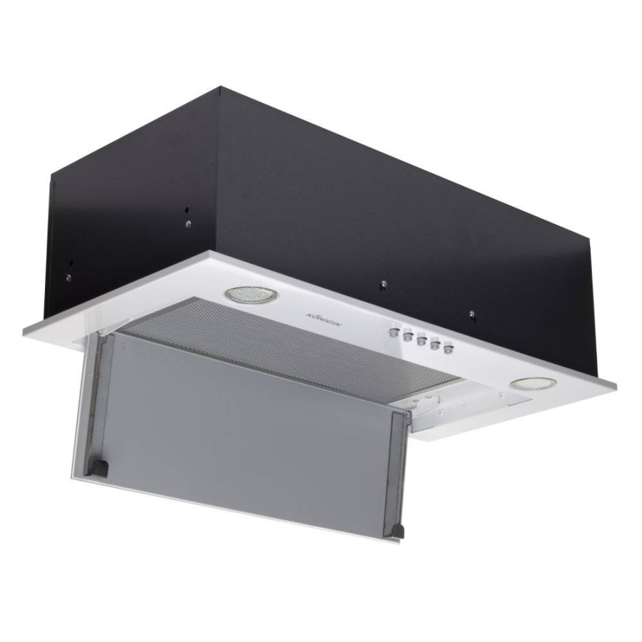 Вытяжка полновстраиваемая Next, 60см, б/угольного фильтра, белый/белое стекло, Konigin