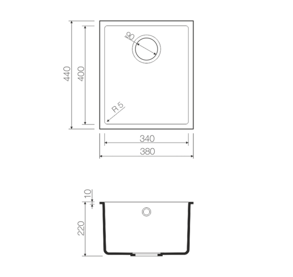 Мойка Bosen 38-U-BL, Tetogranit/черный