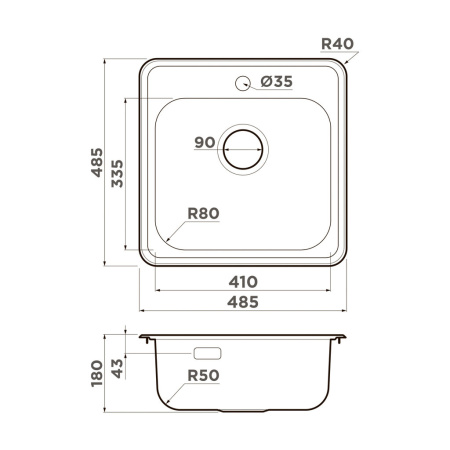 Мойка Notoro 48-IN, нержавеющая сталь, нержавеющая сталь