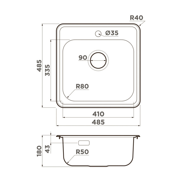 Мойка Notoro 48-IN, нержавеющая сталь, нержавеющая сталь