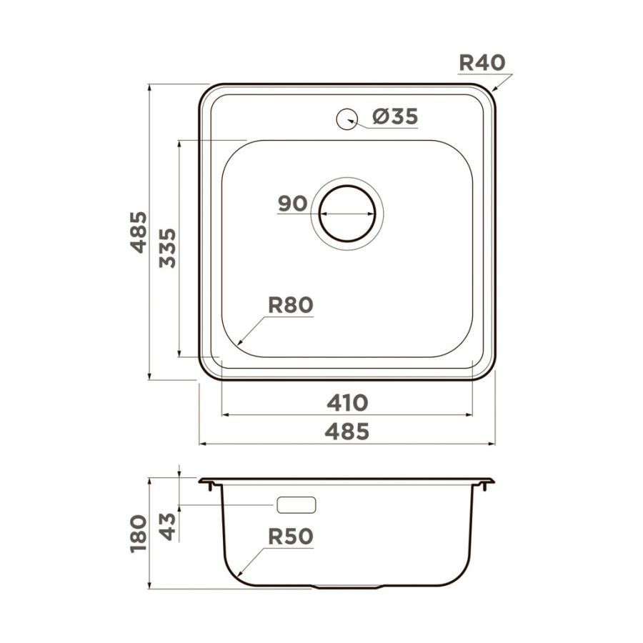 Мойка Notoro 48-IN, нержавеющая сталь, нержавеющая сталь