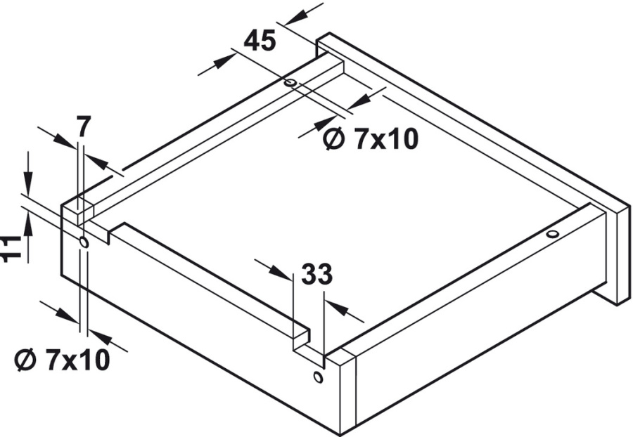 Направляющие скрытого монтажа PUSH TO OPEN, L=300мм, частичное выдвижение, насадной монтаж, Hafele
