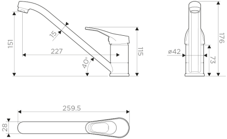 Смеситель Kado-C, латунь, хром