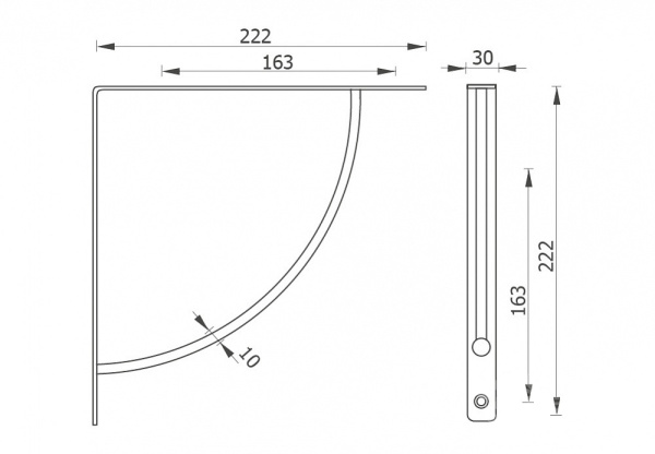 Полкодержатель стальной "Дуга", 222х222мм, хром