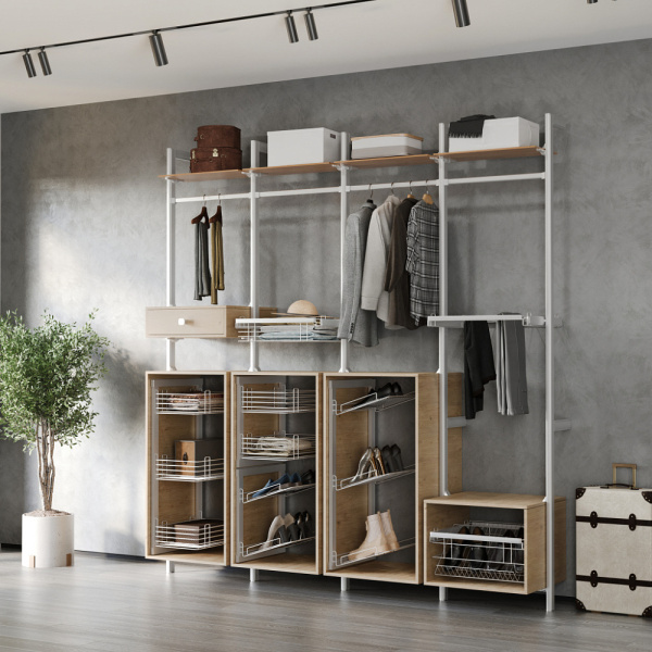 Корзина для белья выдвижная, 730-870х500х170мм, напр. полн. выдв., серый