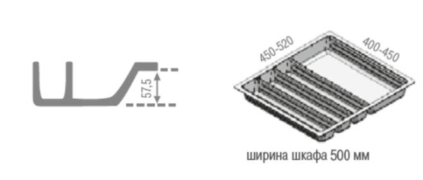 Вкладыш на 500мм для кухонных принадлежностей, серый, Scoop II