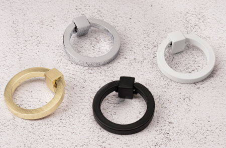 Ручка-кольцо, 121, d=50мм, металл, белый