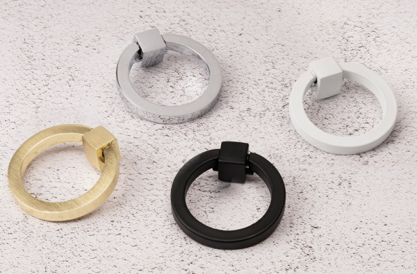 Ручка-кольцо, 121, d=50мм, металл, белый