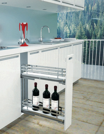 Корзина 150мм, 2 яруса, 110х450х520мм, дно ЛДСП, боковое левое, с доводчиком, Sige