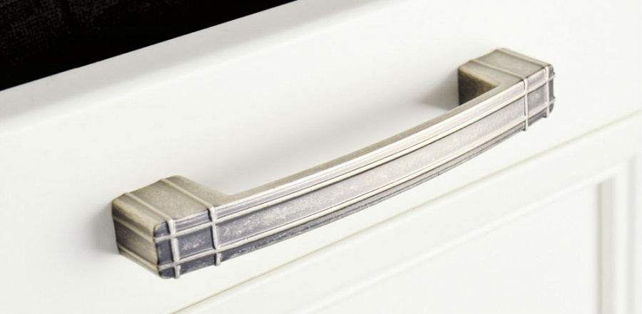 Ручка-скоба, 195, 128мм, металл, античное серебро