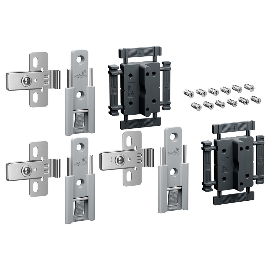 Комплект средних петель WingLine L, быстрого монтажа, с регулировкой, серый, 3 шт.