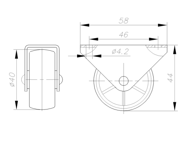 Опора прямоходная большая, Ø40мм, пластик, черный, h=44мм