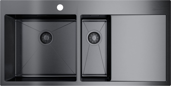 Мойка Akisame 100-2-GM-L, нержавеющая сталь, вороненая сталь  