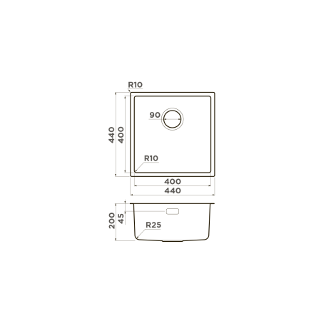 Мойка Tadzava 44-U/I ULTRA-GM, нержавеющая сталь, вороненая сталь