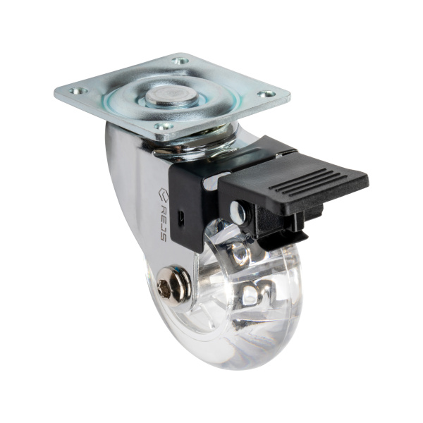 Опора колесная с площадкой, d=50мм, со стопором, прозрачный, 40кг/шт, Rejs