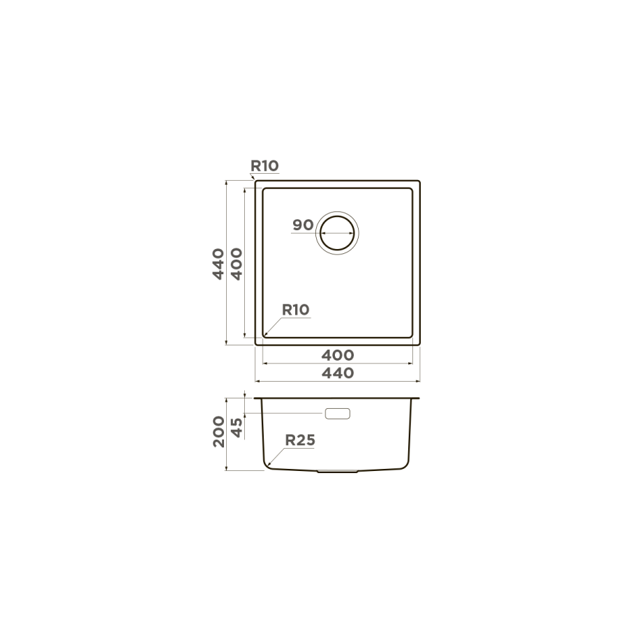 Мойка Tadzava 44-U/I Ultra-GM, нержавеющая сталь, вороненая сталь