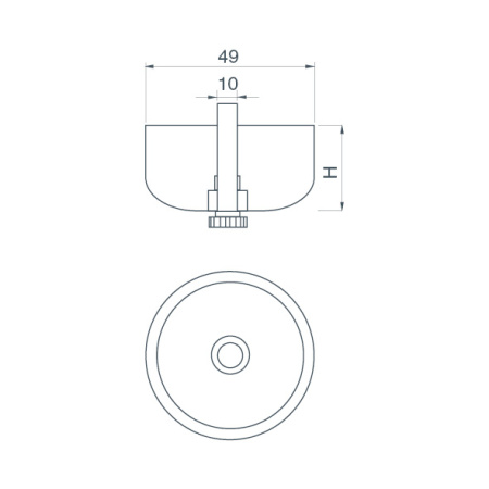 Опора регулируемая, d=49мм, h= 17мм, пластик, серый, JET