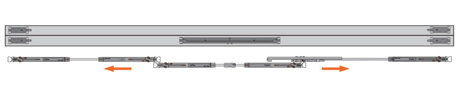 Система мягкого закрывания на 3 двери для шкафов-купе, с нижними роликами