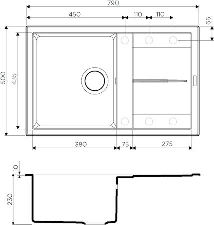 Мойка Sumi 79-WH, Tetogranit/белый