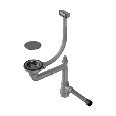 Арматура для одночашевых моек WK-1C-GM, прямоуг. перелив, вороненая сталь