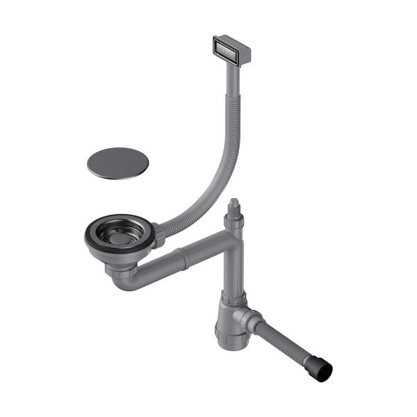 Арматура для одночашевых моек WK-1C-GM, прямоуг. перелив, вороненая сталь