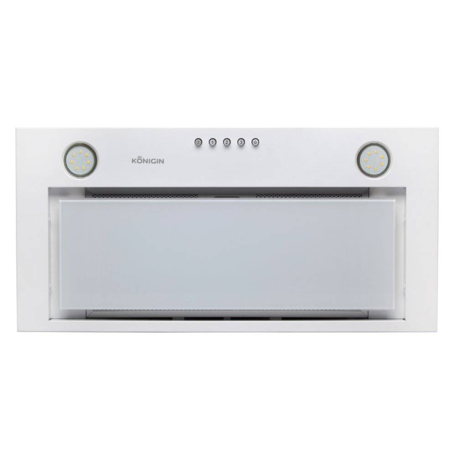 Вытяжка полновстраиваемая Next, 60см, б/угольного фильтра, белый/белое стекло, Konigin