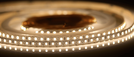 Лента  8х5000мм, SMD 2835, 24В, теплый,  9.6 Вт/м, 120 диодов/м, 1 400 Лм/м, IP20, AQ