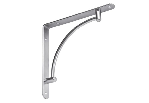Полкодержатель стальной "Дуга" вогнутый, 222х222мм, хром