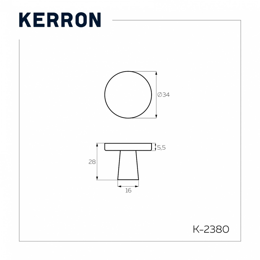 Ручка-кнопка, K-2380 BSG, 34х34х28мм, металл, матовое золото