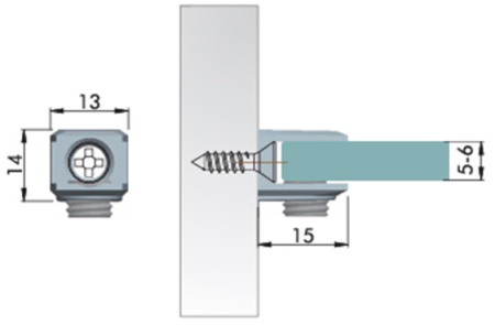 Полкодержатель для стекла 5-6 мм, накладной, толщина задней стенки 3мм, черный никель, "трапеция", CMF/1000