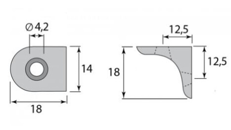 Полкодержатель 18х18мм, никель, Италия
