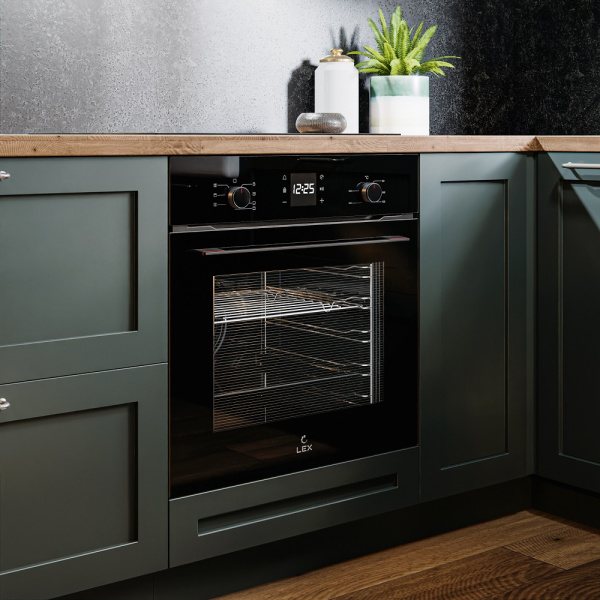 Духовой шкаф EDM 076 BBL, 60 см, стекло, черный, Lex