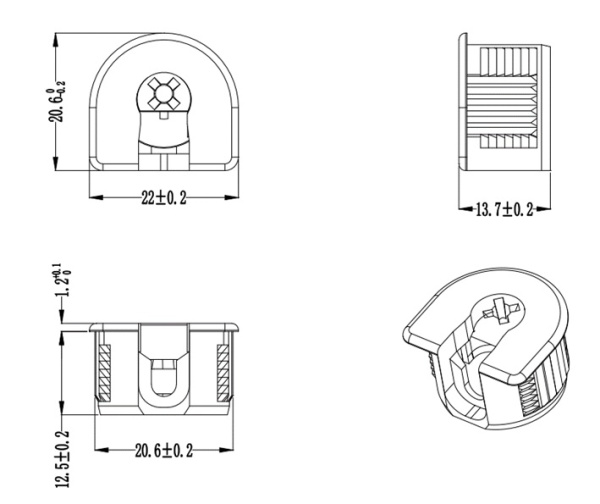 Стяжка Р-ТЕК эксцентриковая, 20,6х13,7мм, для плит толщиной 16мм, пластик, бежевый, HISSEN