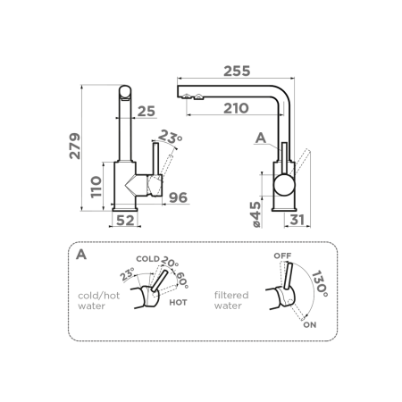 Смеситель Nakagawa 2 Plus-WH, латунь, белый