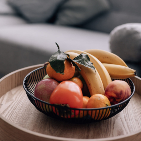 Корзина для фруктов круглая, 285х285х80мм, металл, черный матовый