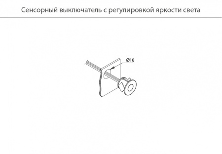 Выключатель врезной на касание с диммером, Ø18мм, 12В/24Вт, miniAMP, шнур 1м, матовый хром