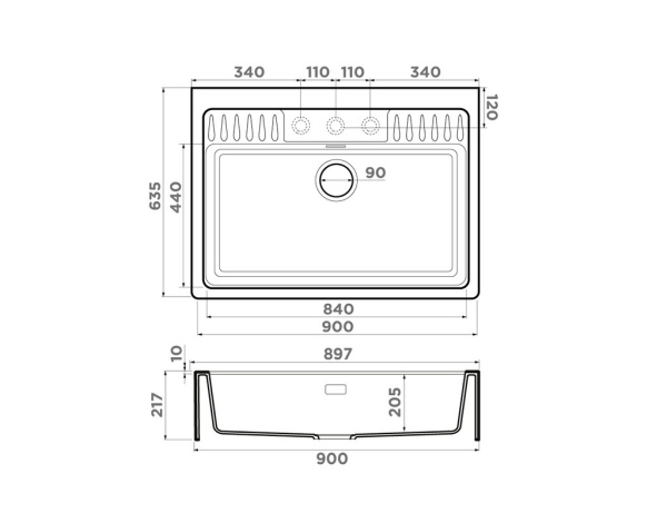 Мойка Kinokawa 90-GB, Artceramic/графит